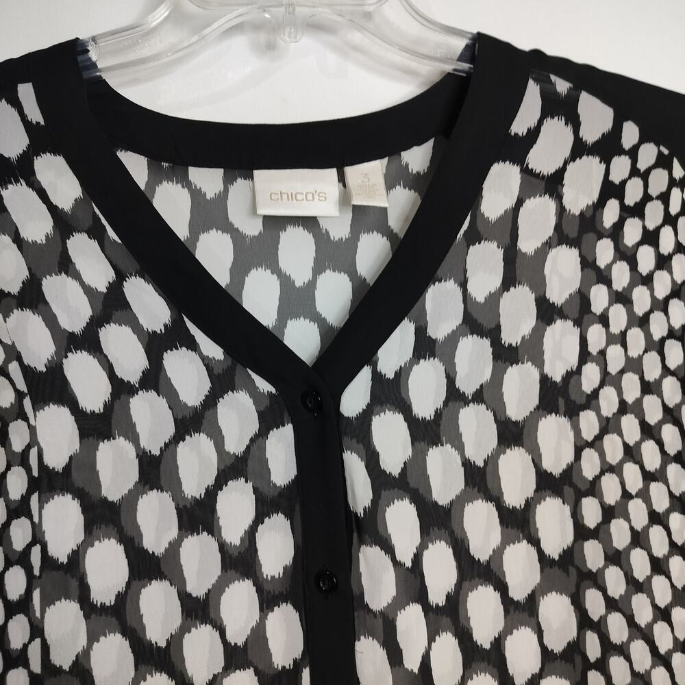 5146)Chico's Sheer Multicolor Geo print Long Sleeve V Neck Blouse 3(US XL/16) - Picture 5 of 8